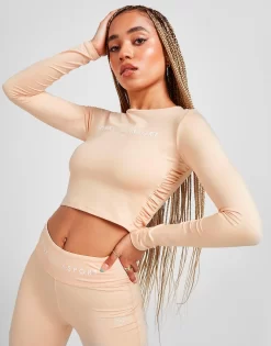 Pink Soda Sport Ruched Long Sleeve Crop Top