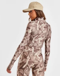 Pink Soda Sport Swirl Crop 1/4 Zip Top -Damemode Tilbud jd 598237 c