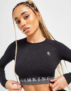 Gym King Sports Results Long Sleeve Crop Top -Damemode Tilbud jd 600928 d