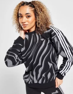 Adidas Originals All Over Animal Print Crew Sweatshirt Dame -Damemode Tilbud jd 612717 c