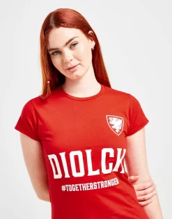 Official Team Wales Diolch T-Shirt -Damemode Tilbud jd 615025 c