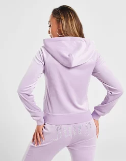 JUICY COUTURE Diamante Velour Full Zip Hættetrøje Dame -Damemode Tilbud jd 625400 c