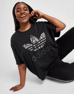 Adidas Originals Plus Size Snake Print Crop T-Shirt