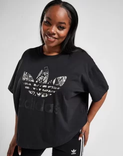 Adidas Originals Plus Size Snake Print Crop T-Shirt -Damemode Tilbud jd 628432 d