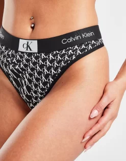 Calvin Klein CK96 Modern All Over Print Thong -Damemode Tilbud jd 632305 d