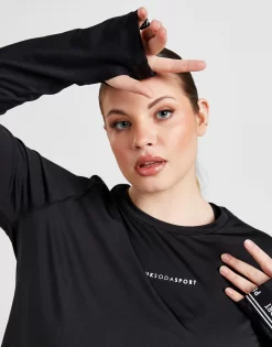 Pink Soda Sport Plus Size Tape Long Sleeve Top -Damemode Tilbud jd 635015 f