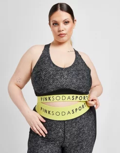 Pink Soda Sport Plus Size Alla All Over Print Sports Bra